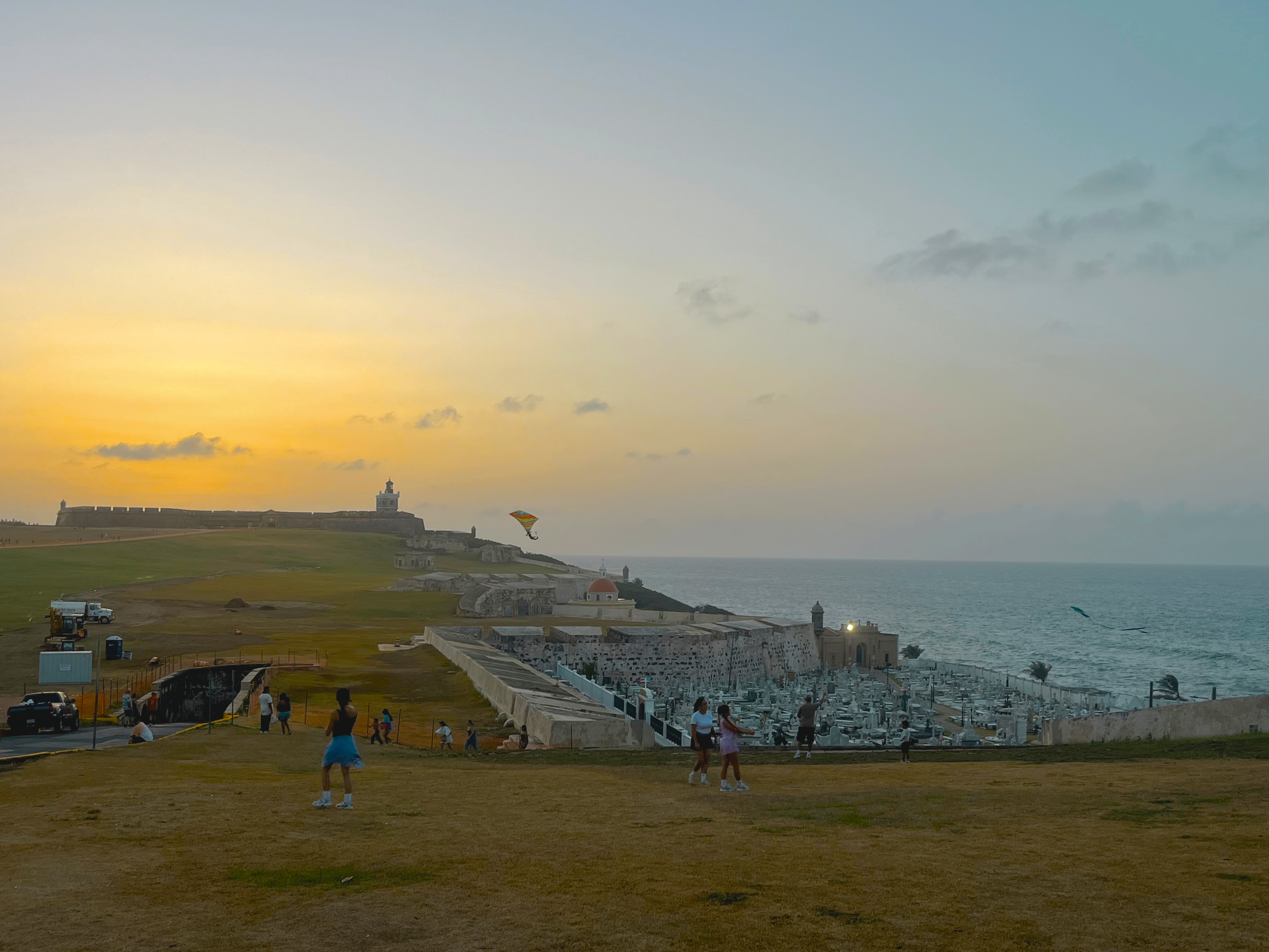 View of El Morro and Santa María Magdalena de Pazzis Cemetery at sunset