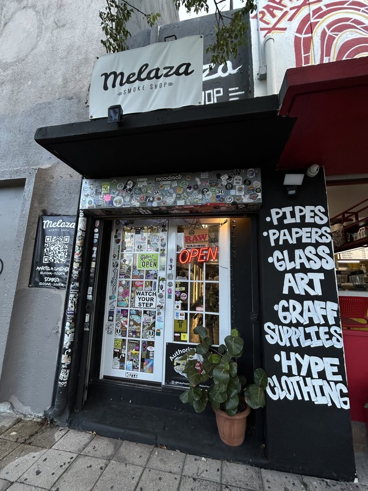 Branded merchandise inside a Puerto Rico smoke shop
